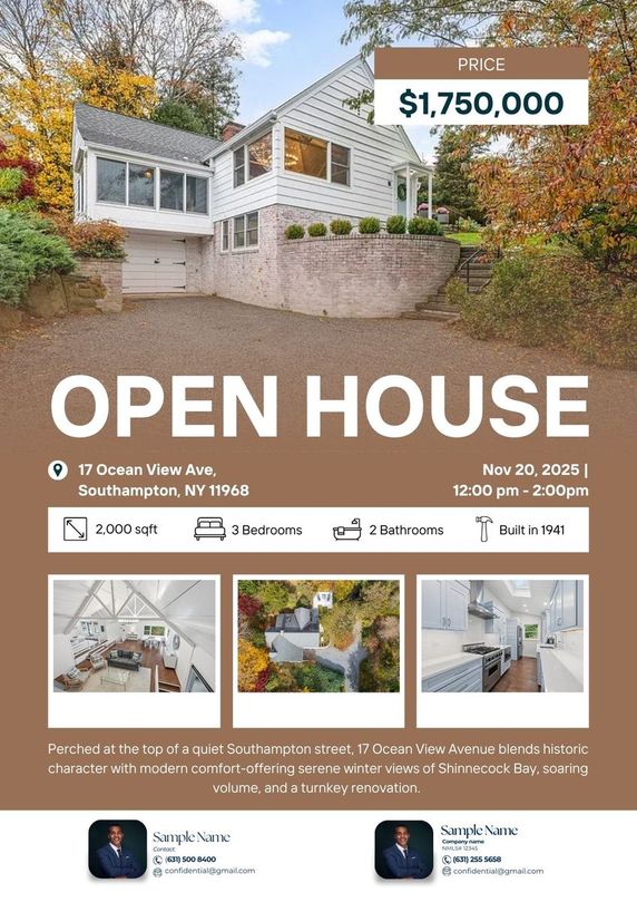 Open house flyer for Residential listing