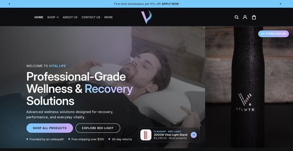 Shopify storefront refresh for Vital Life
