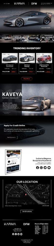 Luxury dealership site for Karma DFW