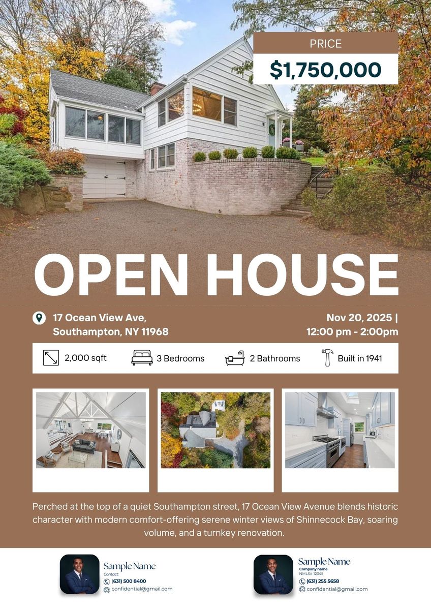 Open house flyer designed for Residential listing