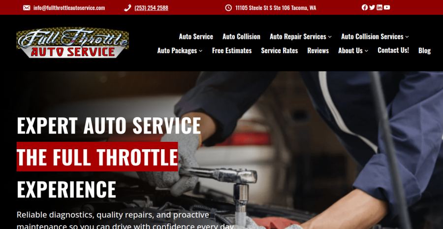 Full Throttle Auto Service website