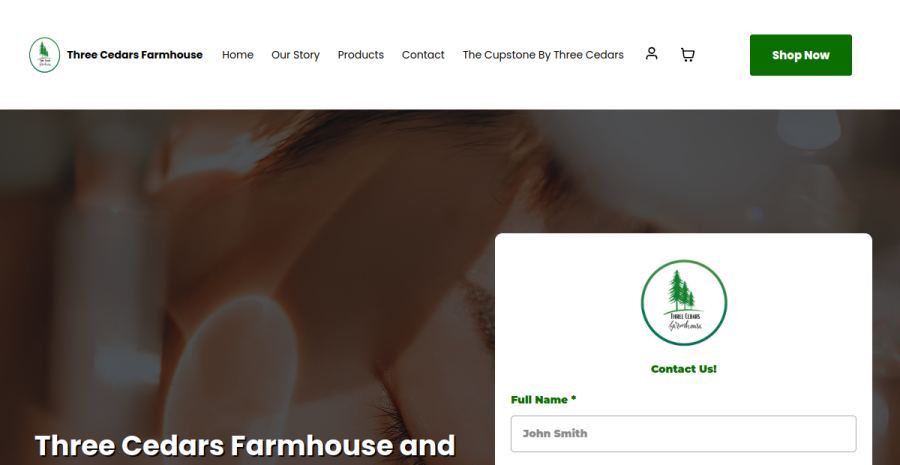 Three Cedars Farmhouse website