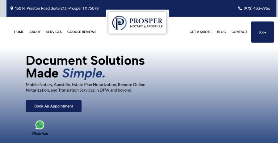 The Prosper Notary website